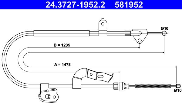 ATE 24.3727-1952.2 - Cavo comando, Freno stazionamento www.autoricambit.com