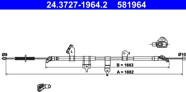 ATE 24.3727-1964.2 - Cavo comando, Freno stazionamento www.autoricambit.com