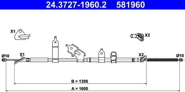 ATE 24.3727-1960.2 - Cavo comando, Freno stazionamento www.autoricambit.com