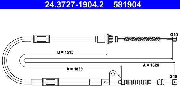 ATE 24.3727-1904.2 - Cavo comando, Freno stazionamento www.autoricambit.com