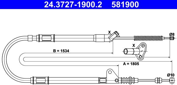 ATE 24.3727-1900.2 - Cavo comando, Freno stazionamento www.autoricambit.com