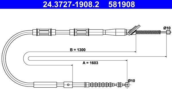 ATE 24.3727-1908.2 - Cavo comando, Freno stazionamento www.autoricambit.com