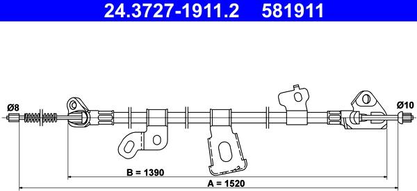 ATE 24.3727-1911.2 - Cavo comando, Freno stazionamento www.autoricambit.com