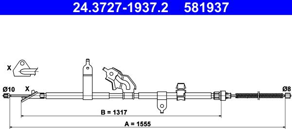 ATE 24.3727-1937.2 - Cavo comando, Freno stazionamento www.autoricambit.com