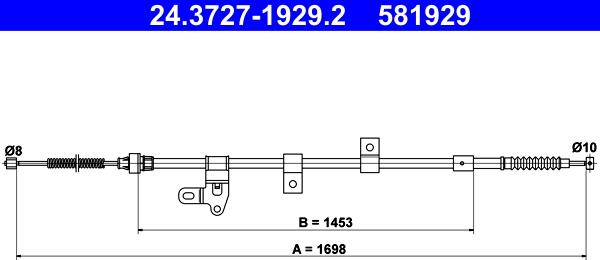 ATE 24.3727-1929.2 - Cavo comando, Freno stazionamento www.autoricambit.com