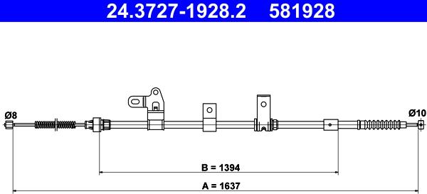 ATE 24.3727-1928.2 - Cavo comando, Freno stazionamento www.autoricambit.com