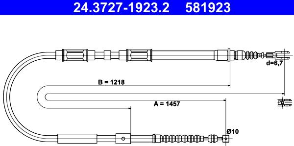 ATE 24.3727-1923.2 - Cavo comando, Freno stazionamento www.autoricambit.com