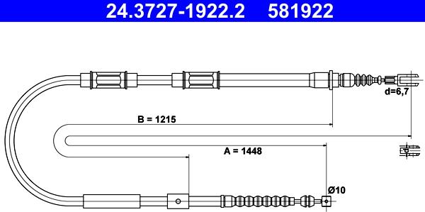 ATE 24.3727-1922.2 - Cavo comando, Freno stazionamento www.autoricambit.com