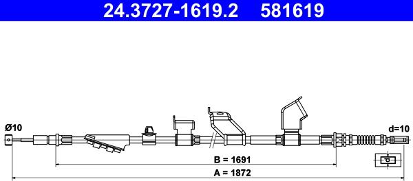 ATE 24.3727-1619.2 - Cavo comando, Freno stazionamento www.autoricambit.com