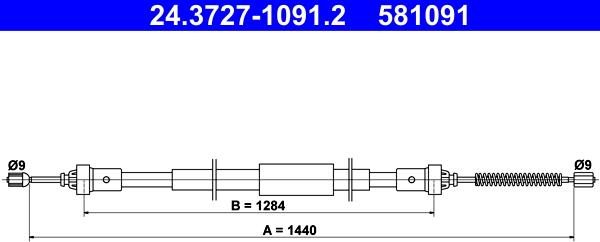 ATE 24.3727-1091.2 - Cavo comando, Freno stazionamento www.autoricambit.com