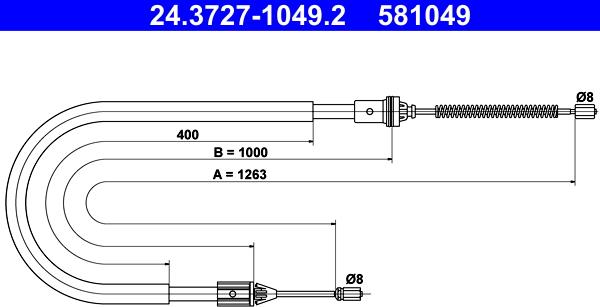 ATE 24.3727-1049.2 - Cavo comando, Freno stazionamento www.autoricambit.com