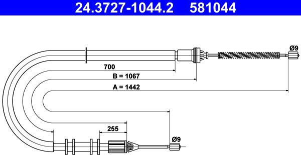 ATE 24.3727-1044.2 - Cavo comando, Freno stazionamento www.autoricambit.com