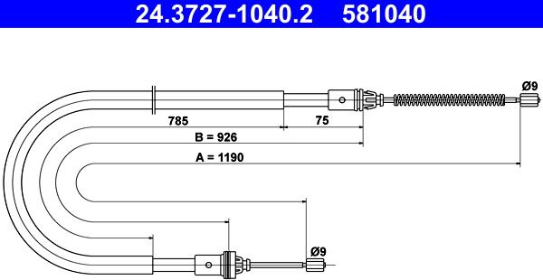 ATE 24.3727-1040.2 - Cavo comando, Freno stazionamento www.autoricambit.com