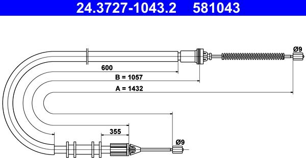 ATE 24.3727-1043.2 - Cavo comando, Freno stazionamento www.autoricambit.com