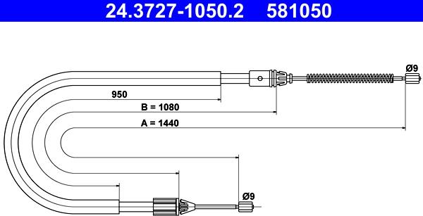 ATE 24.3727-1050.2 - Cavo comando, Freno stazionamento www.autoricambit.com