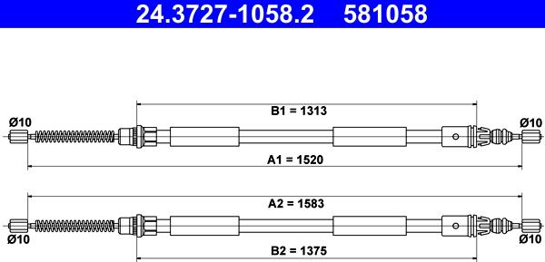 ATE 24.3727-1058.2 - Cavo comando, Freno stazionamento www.autoricambit.com