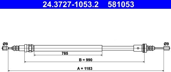 ATE 24.3727-1053.2 - Cavo comando, Freno stazionamento www.autoricambit.com