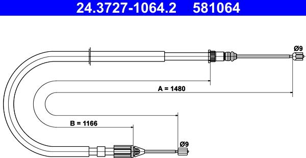 ATE 24.3727-1064.2 - Cavo comando, Freno stazionamento www.autoricambit.com