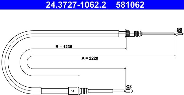 ATE 24.3727-1062.2 - Cavo comando, Freno stazionamento www.autoricambit.com