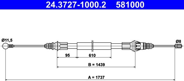 ATE 24.3727-1000.2 - Cavo comando, Freno stazionamento www.autoricambit.com