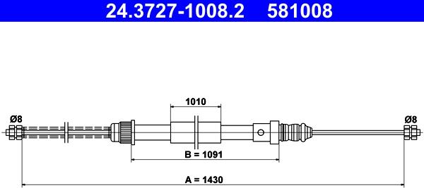 ATE 24.3727-1008.2 - Cavo comando, Freno stazionamento www.autoricambit.com