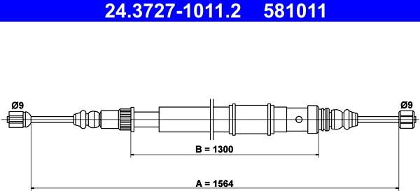 ATE 24.3727-1011.2 - Cavo comando, Freno stazionamento www.autoricambit.com