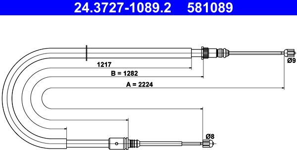 ATE 24.3727-1089.2 - Cavo comando, Freno stazionamento www.autoricambit.com