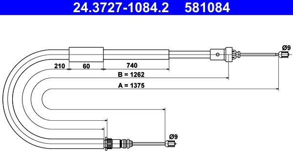 ATE 24.3727-1084.2 - Cavo comando, Freno stazionamento www.autoricambit.com