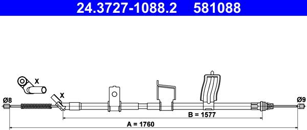 ATE 24.3727-1088.2 - Cavo comando, Freno stazionamento www.autoricambit.com