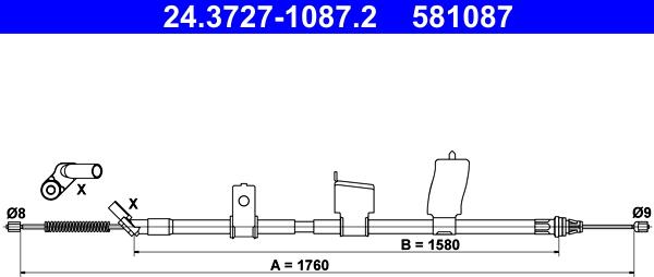 ATE 24.3727-1087.2 - Cavo comando, Freno stazionamento www.autoricambit.com