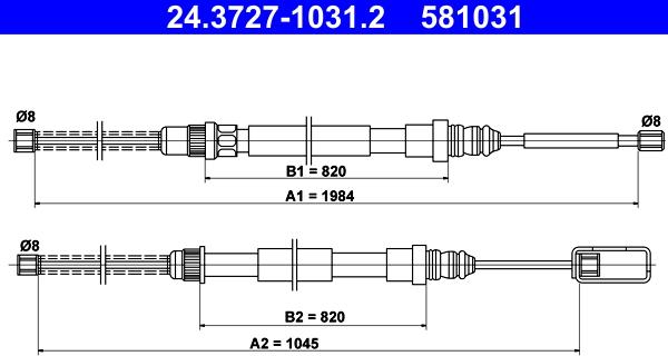 ATE 24.3727-1031.2 - Cavo comando, Freno stazionamento www.autoricambit.com