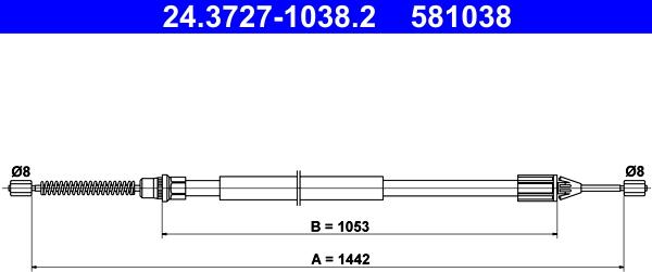 ATE 24.3727-1038.2 - Cavo comando, Freno stazionamento www.autoricambit.com