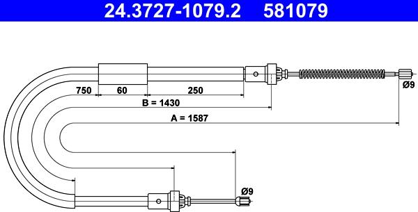 ATE 24.3727-1079.2 - Cavo comando, Freno stazionamento www.autoricambit.com