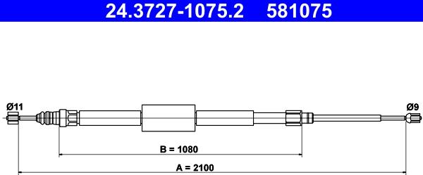 ATE 24.3727-1075.2 - Cavo comando, Freno stazionamento www.autoricambit.com