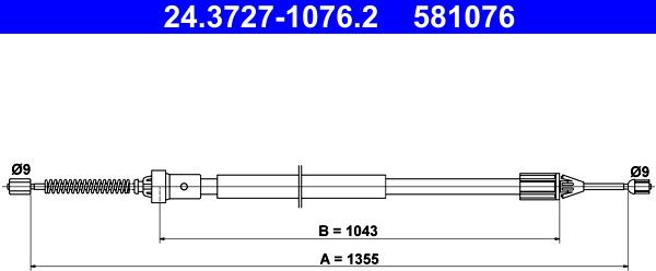 ATE 24.3727-1076.2 - Cavo comando, Freno stazionamento www.autoricambit.com