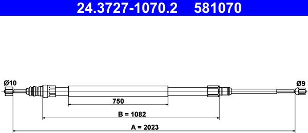 ATE 24.3727-1070.2 - Cavo comando, Freno stazionamento www.autoricambit.com