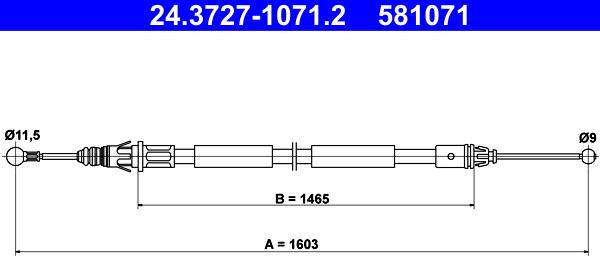 ATE 24.3727-1071.2 - Cavo comando, Freno stazionamento www.autoricambit.com