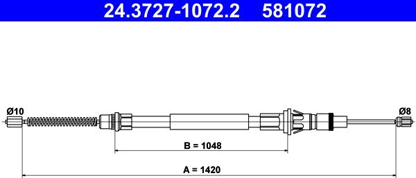 ATE 24.3727-1072.2 - Cavo comando, Freno stazionamento www.autoricambit.com