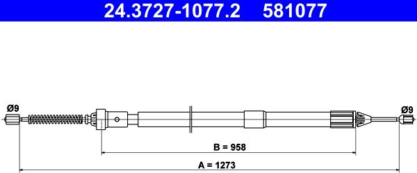 ATE 24.3727-1077.2 - Cavo comando, Freno stazionamento www.autoricambit.com