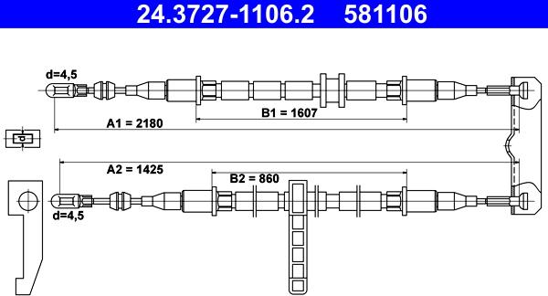 ATE 24.3727-1106.2 - Cavo comando, Freno stazionamento www.autoricambit.com