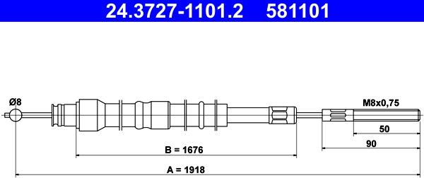 ATE 24.3727-1101.2 - Cavo comando, Freno stazionamento www.autoricambit.com