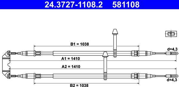 ATE 24.3727-1108.2 - Cavo comando, Freno stazionamento www.autoricambit.com