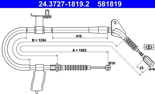 ATE 24.3727-1819.2 - Cavo comando, Freno stazionamento www.autoricambit.com