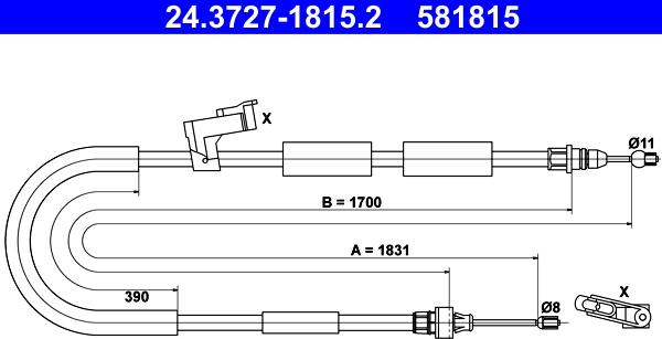 ATE 24.3727-1815.2 - Cavo comando, Freno stazionamento www.autoricambit.com