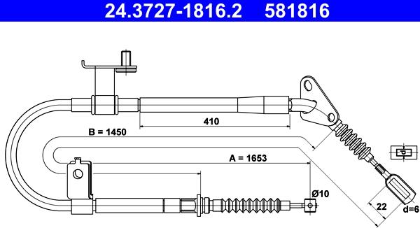 ATE 24.3727-1816.2 - Cavo comando, Freno stazionamento www.autoricambit.com