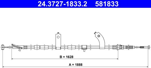 ATE 24.3727-1833.2 - Cavo comando, Freno stazionamento www.autoricambit.com