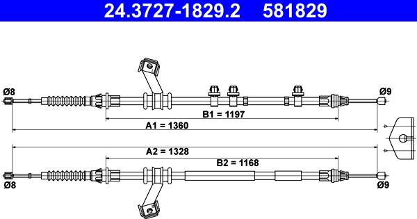 ATE 24.3727-1829.2 - Cavo comando, Freno stazionamento www.autoricambit.com