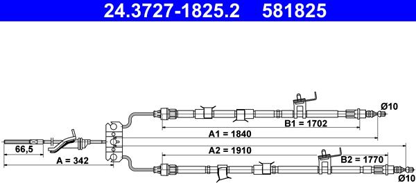 ATE 24.3727-1825.2 - Cavo comando, Freno stazionamento www.autoricambit.com