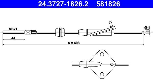 ATE 24.3727-1826.2 - Cavo comando, Freno stazionamento www.autoricambit.com