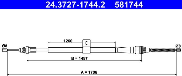 ATE 24.3727-1744.2 - Cavo comando, Freno stazionamento www.autoricambit.com